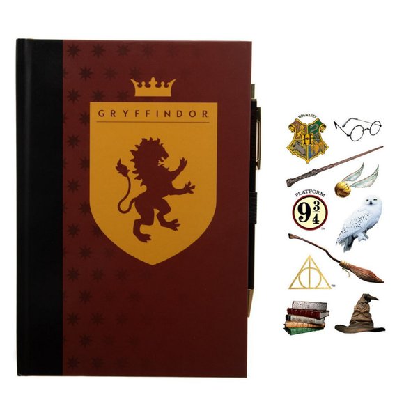 Harry Potter Gryffindor Hardcover Journal and Pen Set with Icon Stickers - Picture 1 of 9